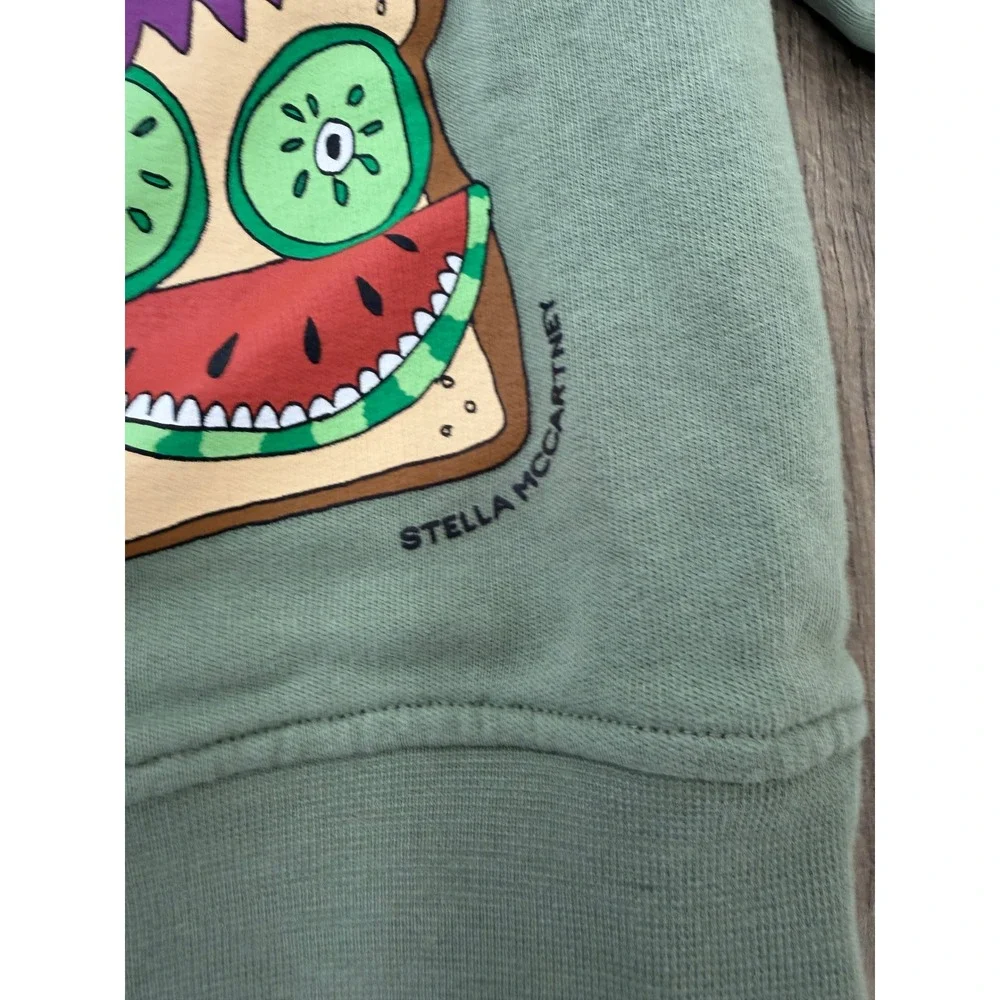 Stella McCartney Kids Sage Green Toast Face Graphic Sweatshirt 2 Years